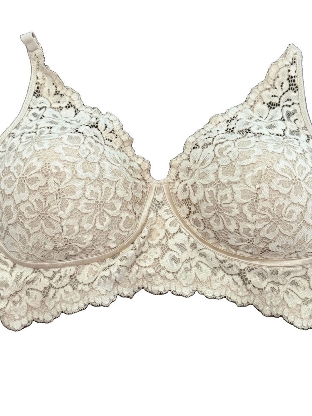 Maidenform Women's 38D Pure Comfort Lace Mesh Wireless Bralette DM1188 Nude Tan